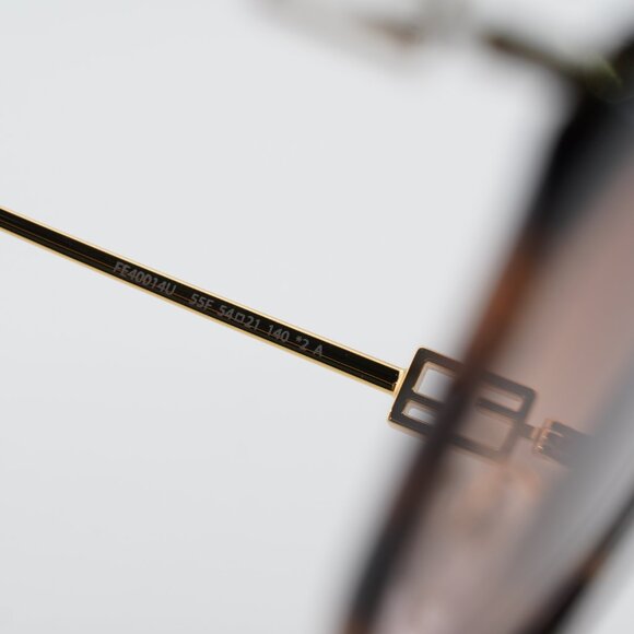 Fendi FE40014U 55F Sunglasses Havana with FF Pattern Cat Eye Frame, Brown Lenses main image 8